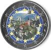 Gekleurde euromunten 2 Euro Slovenië 2017 10 jaar Euro in capsule gekleurd -