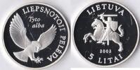 Litouwen Litouwen 2002 5 Litai 'Wild life-Kerkuil' Zilver -