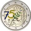 Speciale 2 euromunten 2 Euro Luxemburg 2025 '75 Jr. Schumanverklaring' gekleurd met muntteken -