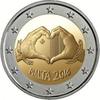 Malta 2 Euro2016 Liefde met Frans muntmeesterteken -